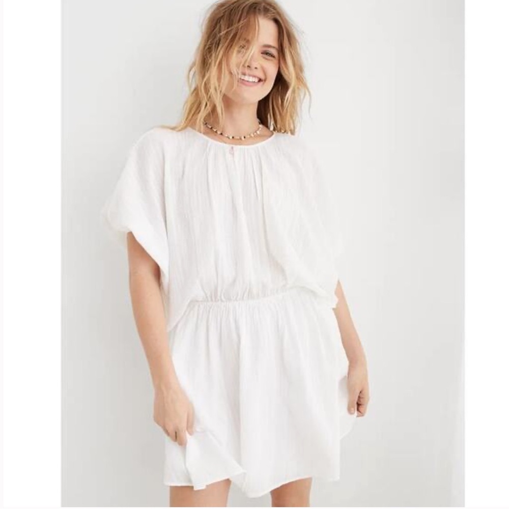 Aerie White Gauze Golden Hour Puff Sleeve‎ Cover-up